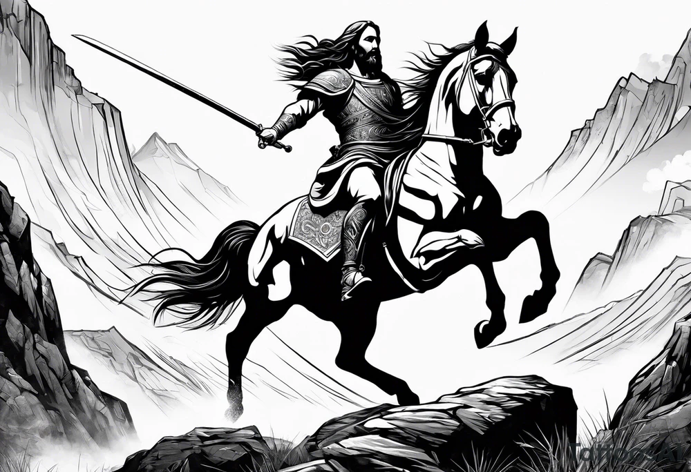 Warrior Jesus on a horse tattoo idea