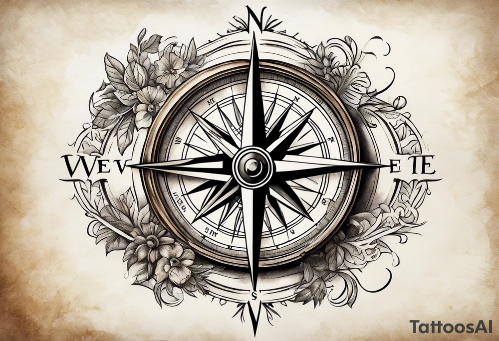 vintage compass tattoo idea