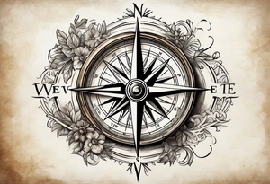 vintage compass tattoo idea