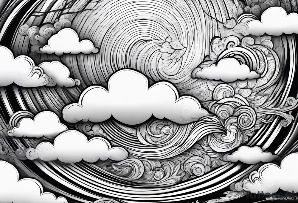 heaven clouds swirl vignette tattoo idea