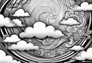 heaven clouds swirl vignette tattoo idea