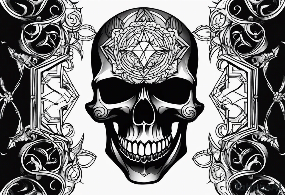 Dark evil skull tattoo idea