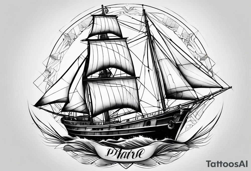 phare maritime dans un bateau a voiles. tattoo idea
