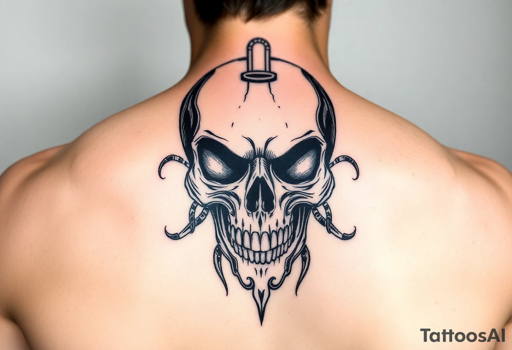 skull steampunk black tattoo idea