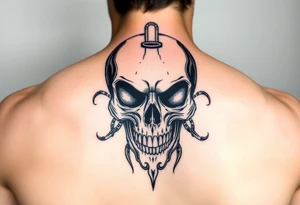 skull steampunk black tattoo idea