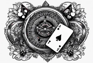 I want all methods of gambling games. The center piece to be death playing against a man. tattoo idea
