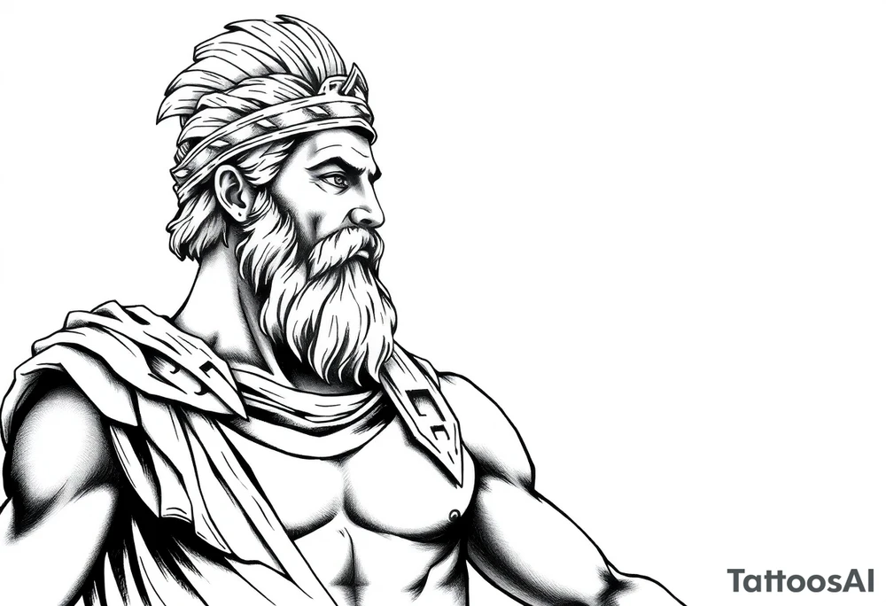GREEK GOD LOOKING OVER HIS EMPIRE tattoo idea