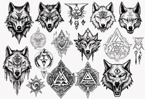wolf head with zelda symbols tattoo idea