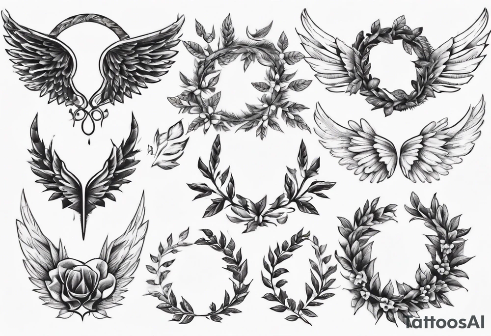 wreath leaves Wings tattoo idea