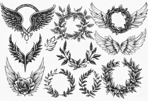 wreath leaves Wings tattoo idea
