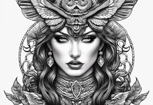 snake head wings on moth tattoo idea