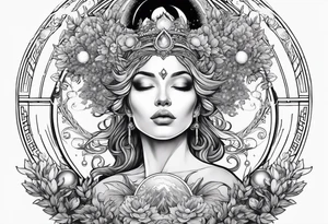 Gaia, hands outstretched over head , holding orb of creation above head tattoo idea