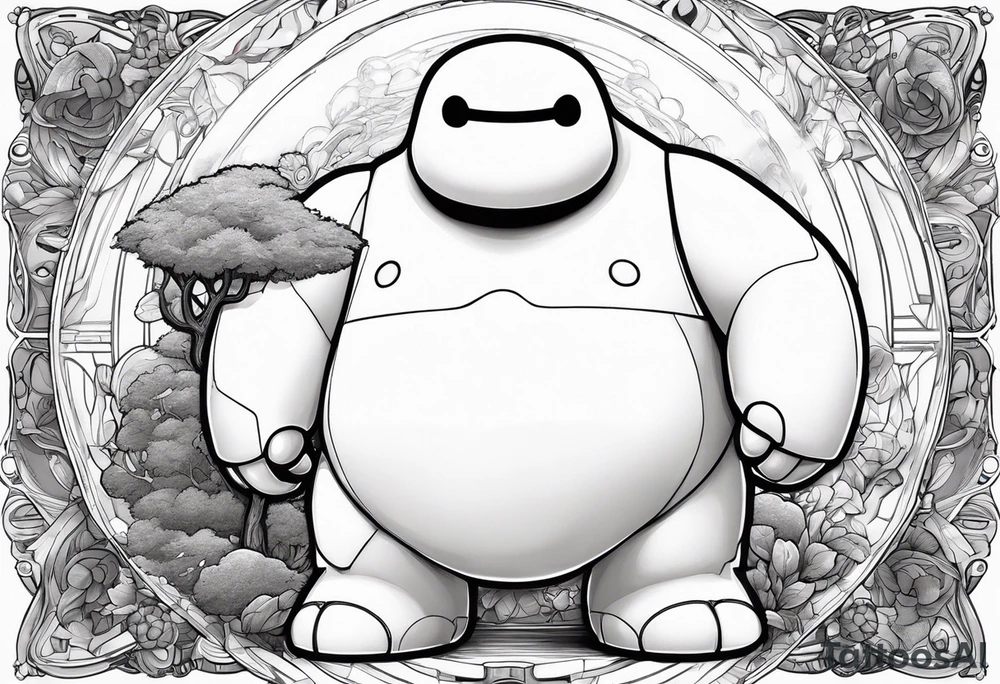 baymax beside groot tattoo idea