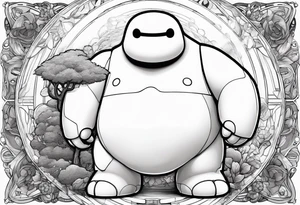 baymax beside groot tattoo idea