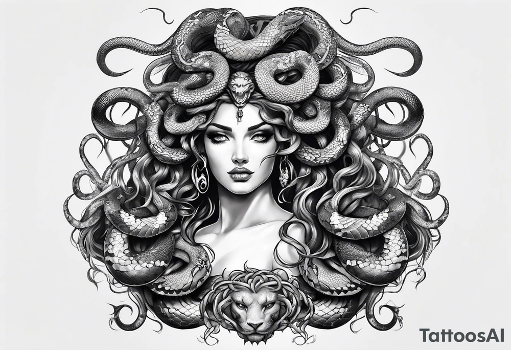 Medusa with snakes for hair tattoo idea
