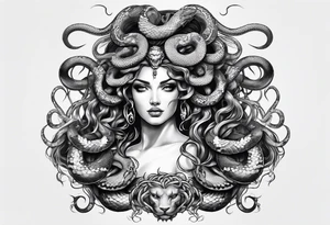 Medusa with snakes for hair tattoo idea