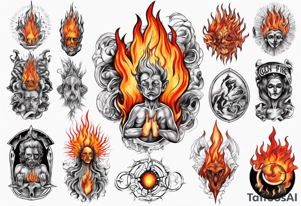 God on fire tattoo idea