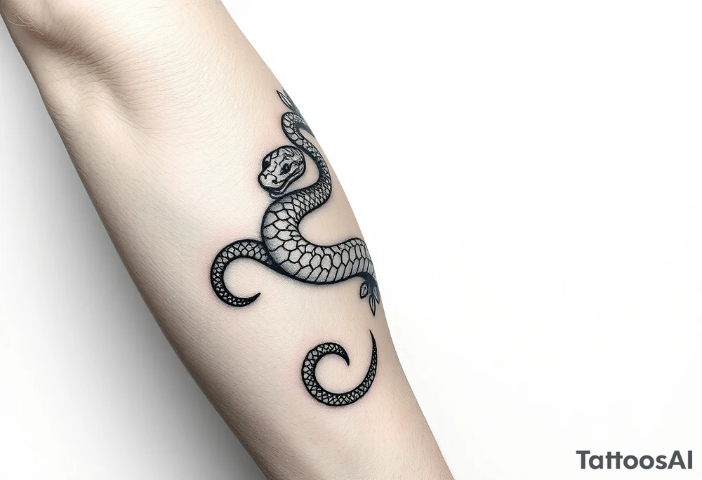mystical snake wrapped around the whole forearm tattoo idea