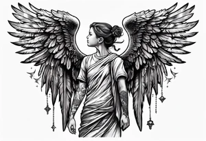 Kid looking up at the angel of death tattoo idea