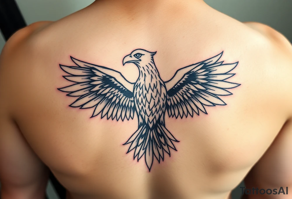Abstract eagle tattoo top down view with fine line tattoo idea Abstract eagle tattoo top down view with fine line tattoo idea
