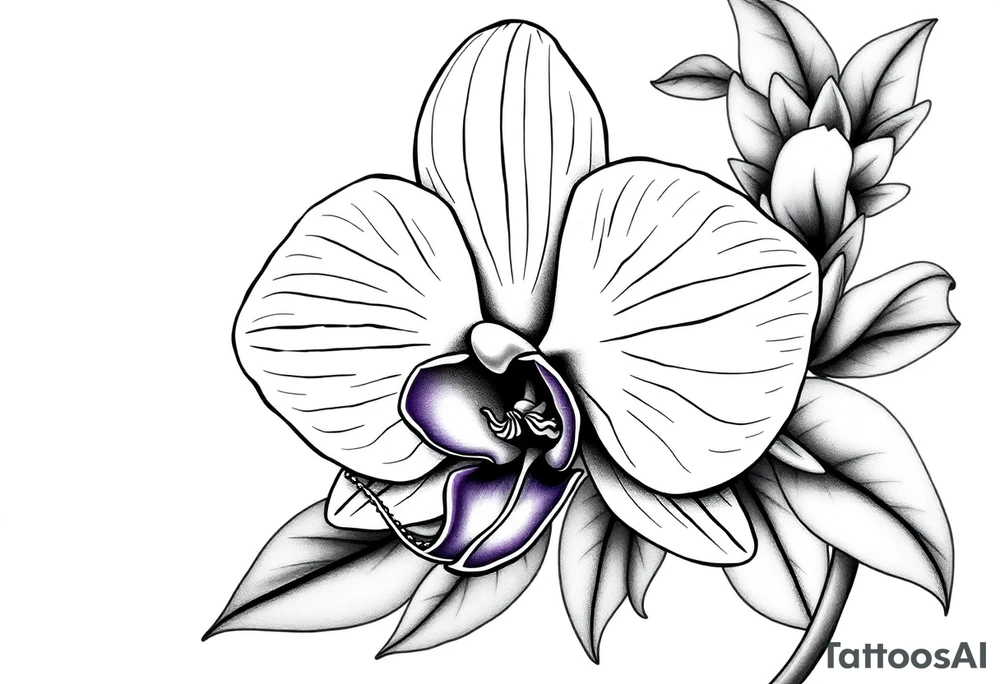 Orchid realistic with a mix with vagine tattoo idea