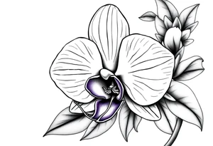 Orchid realistic with a mix with vagine tattoo idea
