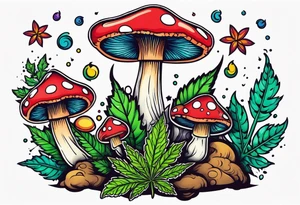 shroom and marijuana tattoo tattoo idea