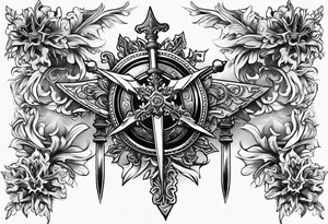 snowflakes on swords tattoo idea