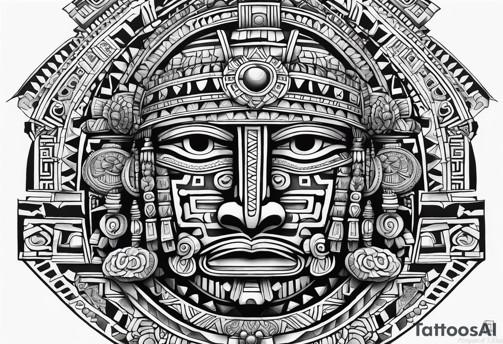 Aztec inspired incorporate factual items found in Teotihuacan tattoo idea