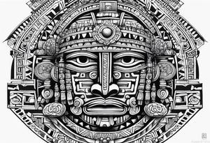 Aztec inspired incorporate factual items found in Teotihuacan tattoo idea