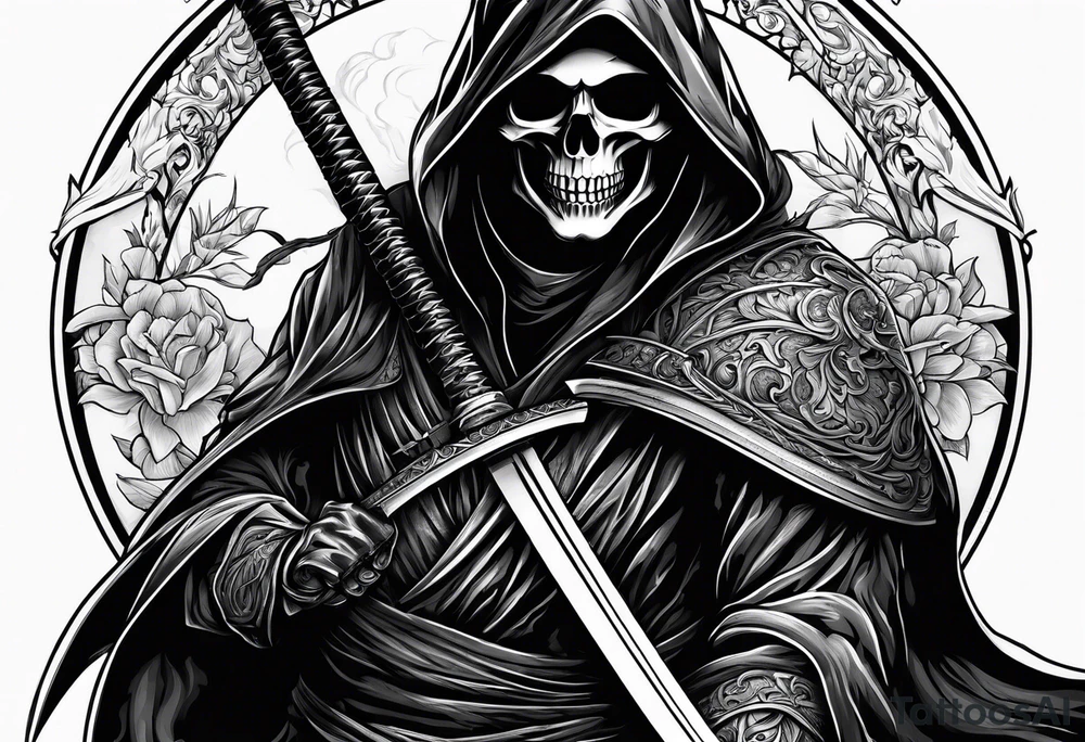 grim reaper with katana tattoo idea