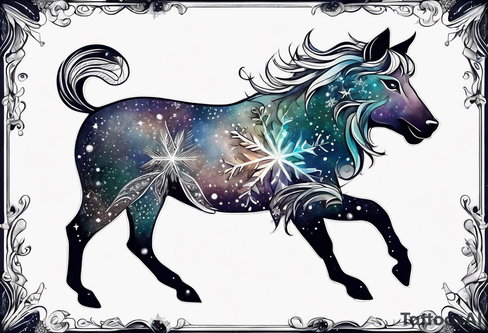Constellation, animal, snowflake tattoo idea