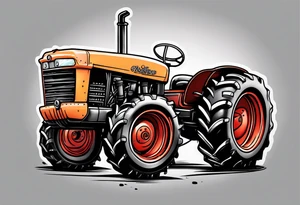 A tractor with chocolate chip cookie tires tattoo idea