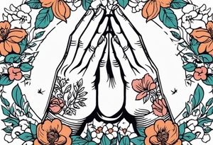 praying hands

old school vintage simple traditional design with vintage flowers surrounding
bold color simple tattoo idea