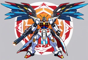 would like a gundamwing wing zero embedded with samurai background tattoo idea