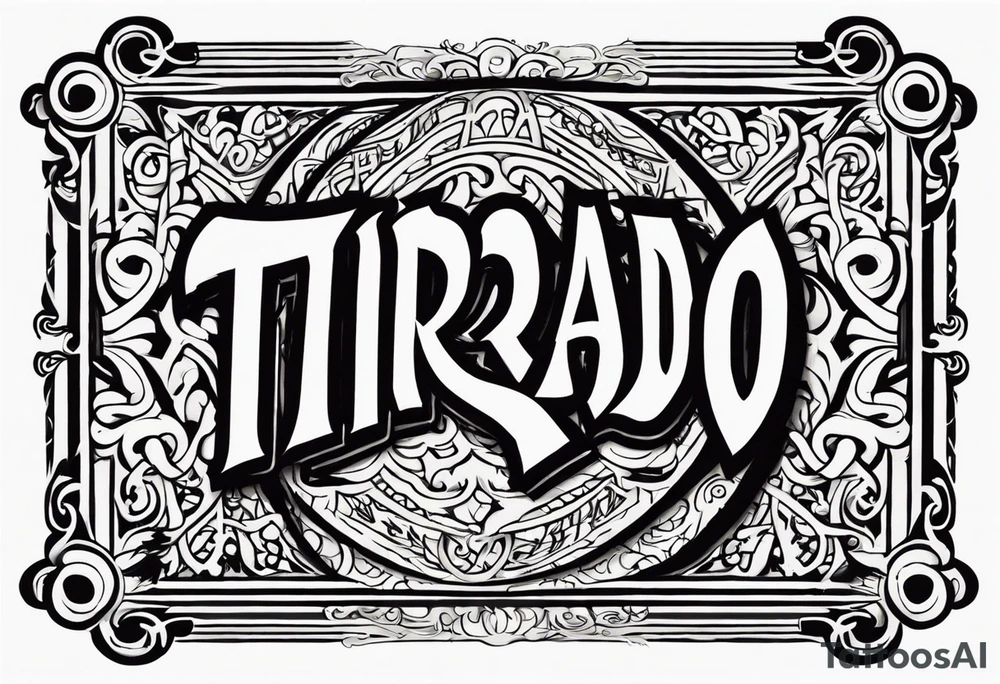 The word “Tirado” on the back like a football jersey old English font simple tattoo idea