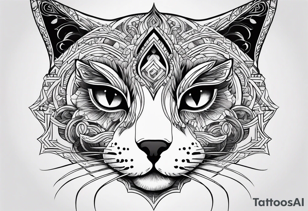 Cat with 8 eyes tattoo idea