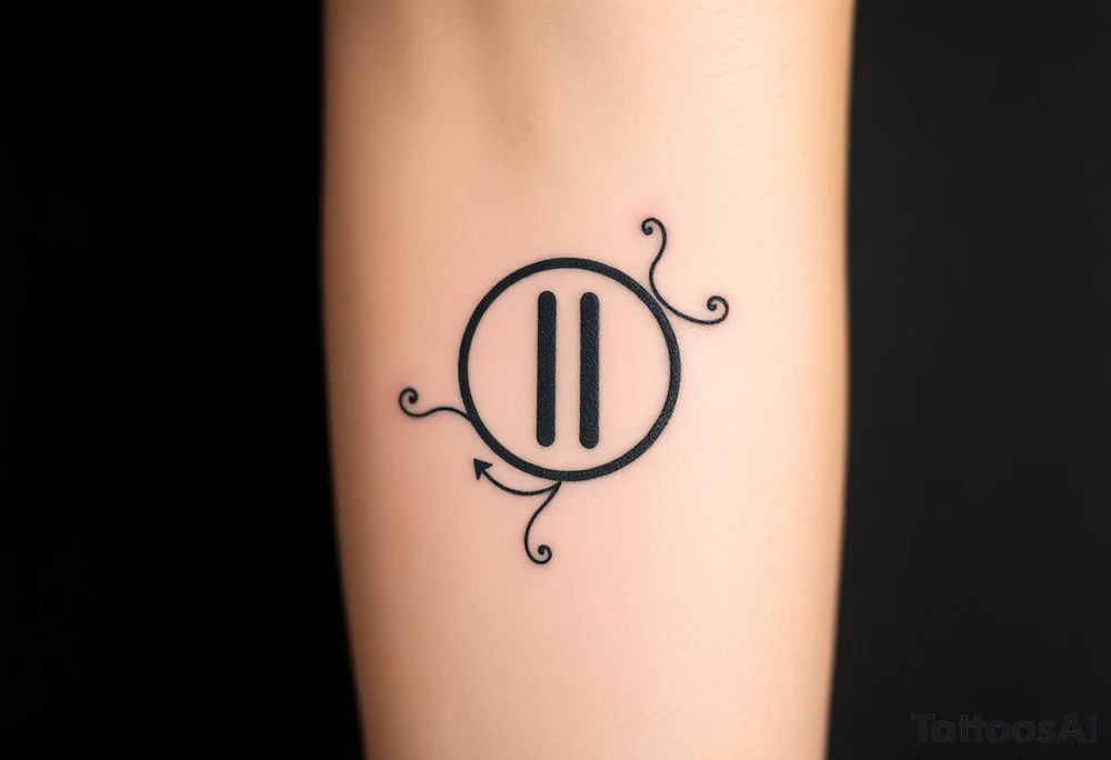 Line tattoo scene with play symbol, pause symbol, stop symbol, rewind symbol, mental health awareness tattoo idea