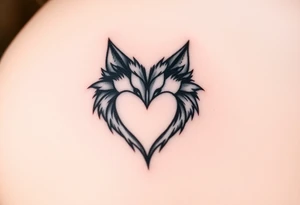 A black-and-gray shaded wolf paw forming a heart, with sharp fur details and intense shading for a bold, mystical look tattoo idea