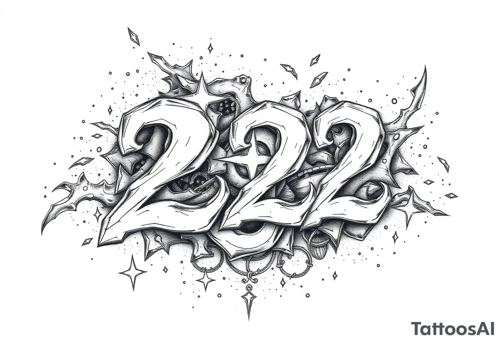 number 222 stardust tattoo idea