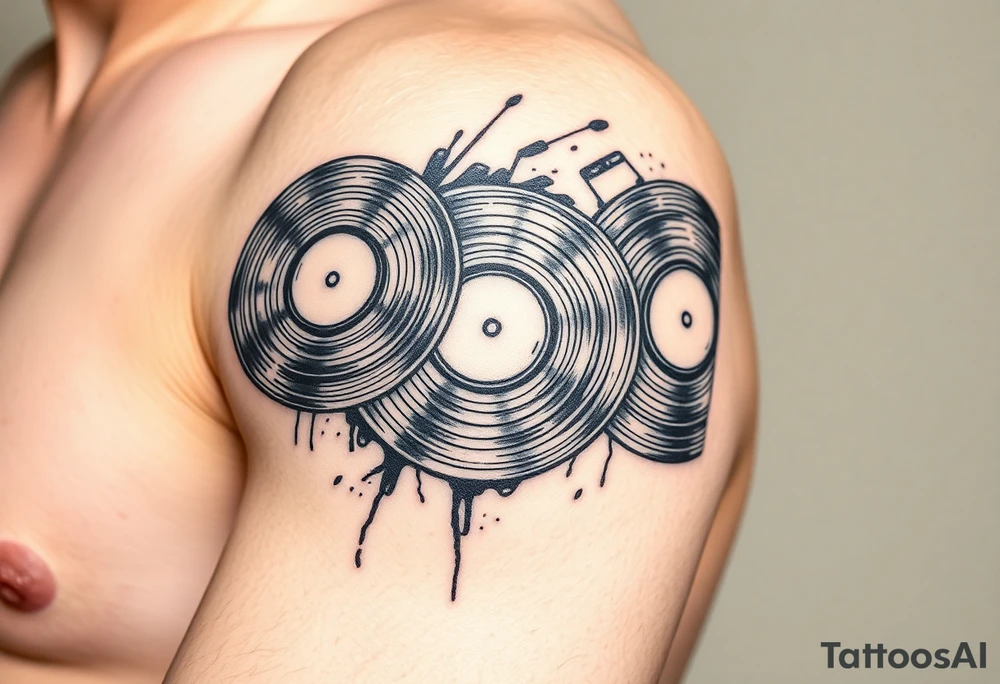 vinyl records as an expression of love for house music tattoo idea