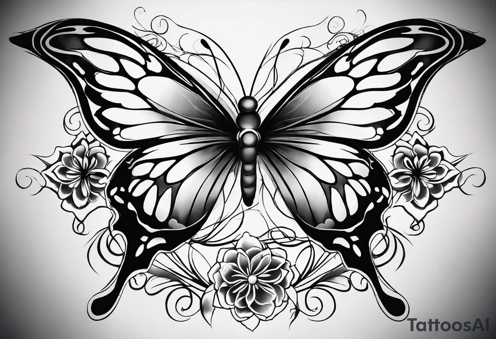 Butterfly with the middle of the butterfly is a japanese knot, fine line smoke/clouds sort of floating around and up, and lotus flower. My insipration is from a manga called xxHolic. I want the style to be flowy and loose and porcelain tattoo idea