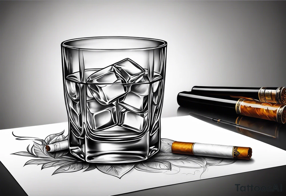 whiskey glass and a cigarette tattoo idea