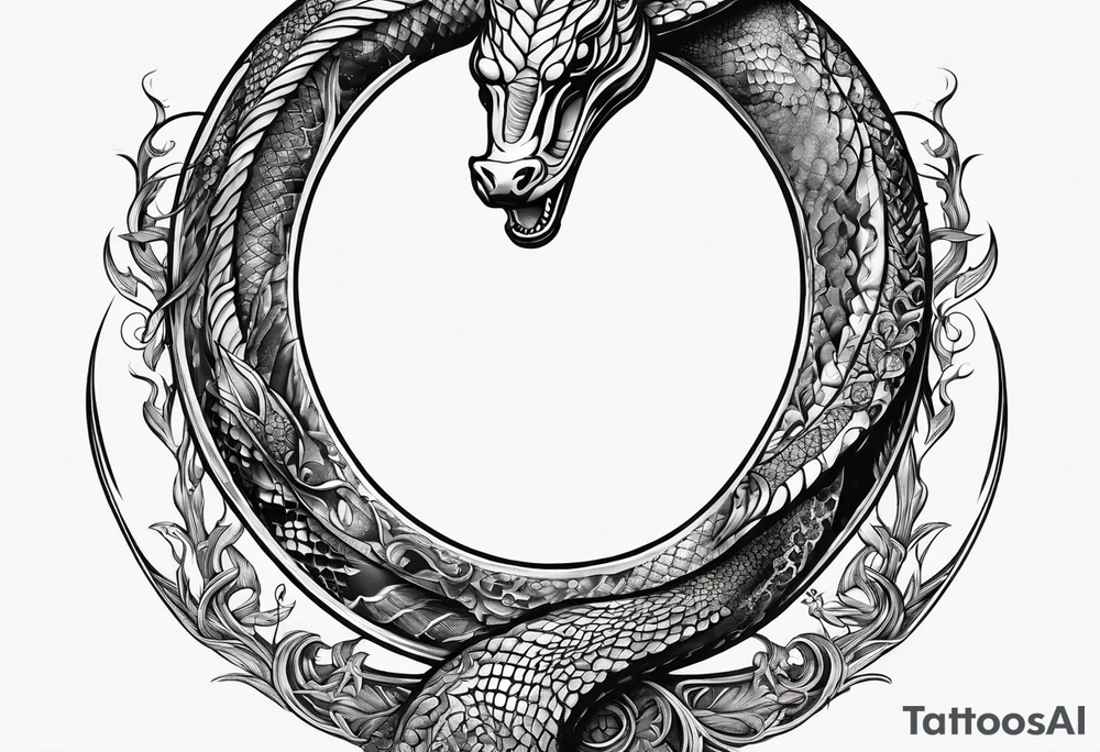 ouroboros dead, with neck cut off tattoo idea