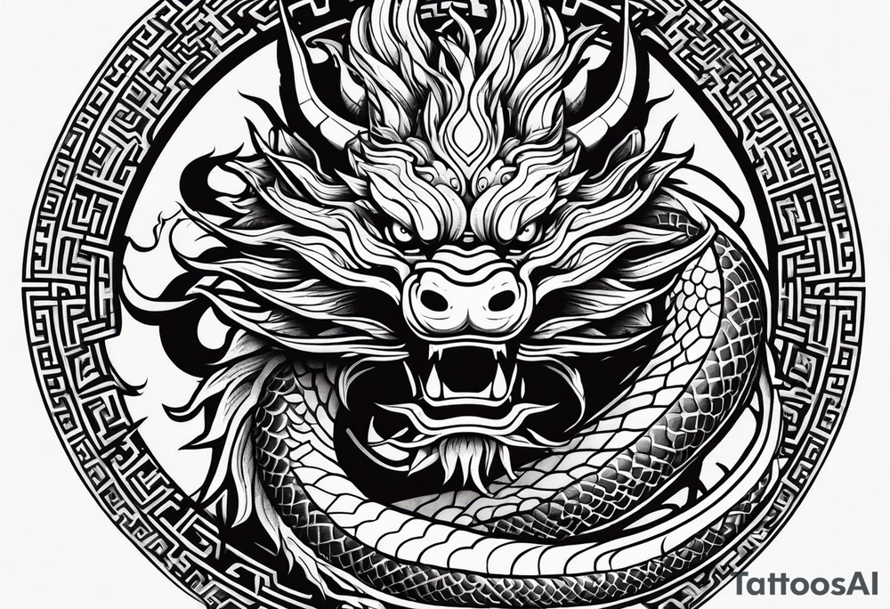 Chinese dragon in the shape of 2024 tattoo idea