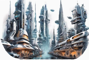 futuristic city by greg rutkowski tattoo idea