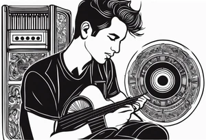 man playing music jukebox tattoo idea