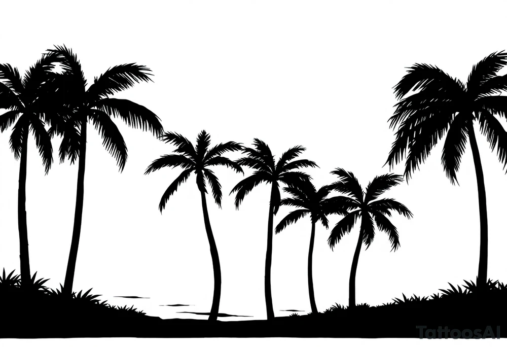 Palm trees, silhouette,  florida, water backround tattoo idea