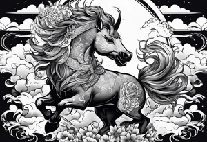 a kirin surrounded by cloud tattoo idea