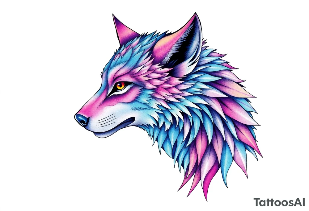 Aurora wolf tattoo idea